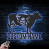 Custom-WildFlower-Cow-Metal-Wall-Art-LED-Light-4