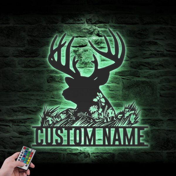 Custom-WildFlower-Deer-ELK-Metal-Wall-Art-LED-Light-6-1