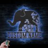 Custom-WildFlower-Elephant-Metal-Wall-Art-LED-Light-2