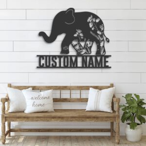 Custom-WildFlower-Elephant-Metal-Wall-Art-LED-Light-3