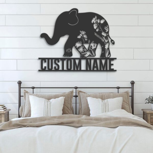 Custom-WildFlower-Elephant-Metal-Wall-Art-LED-Light-6