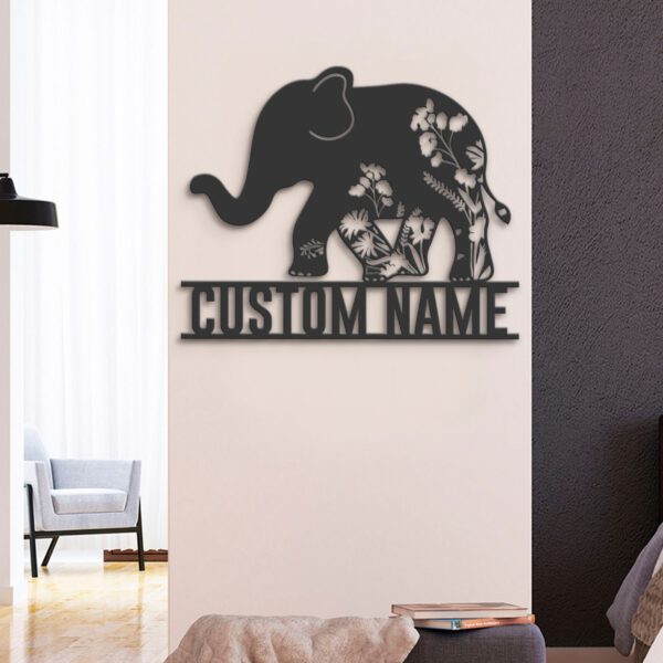 Custom-WildFlower-Elephant-Metal-Wall-Art-LED-Light-7