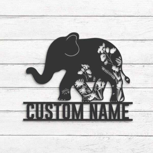 Custom-WildFlower-Elephant-Metal-Wall-Art-LED-Light-8