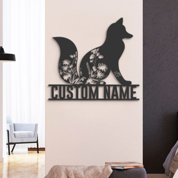 Custom-WildFlower-Fox-Metal-Wall-Art-LED-Light-8