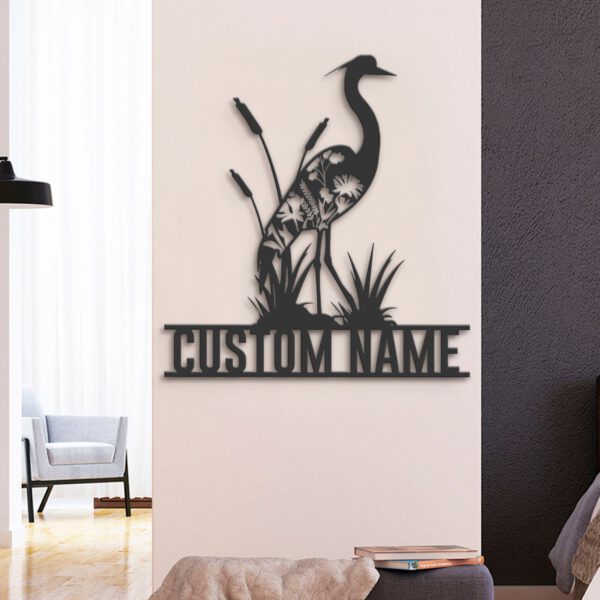 Custom-WildFlower-Heron-Metal-Wall-Art-LED-Light-3