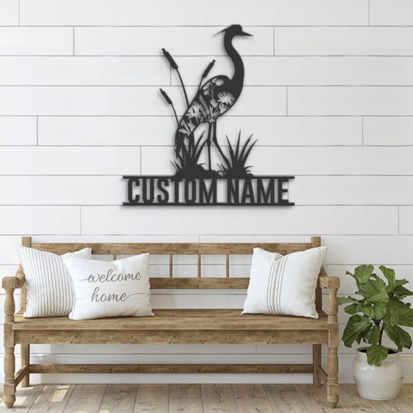 Custom-WildFlower-Heron-Metal-Wall-Art-LED-Light-4