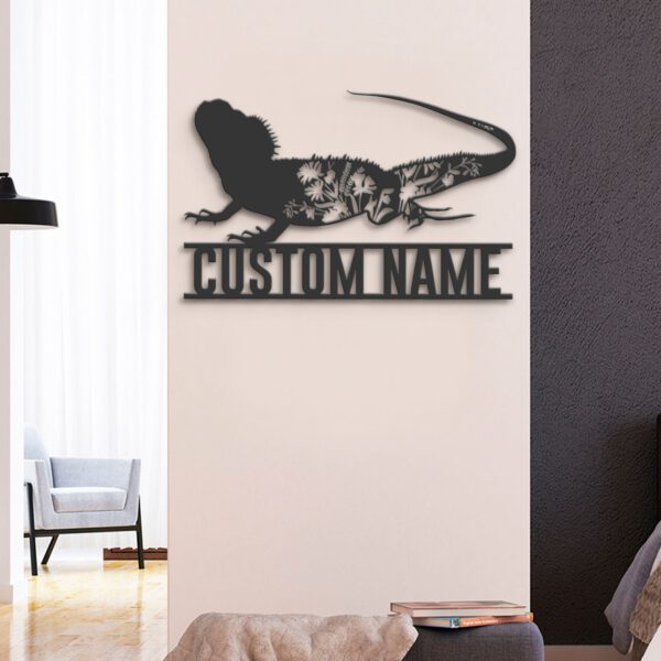 Custom-WildFlower-Iguana-Lizard-Metal-Wall-Art-LED-Light-7