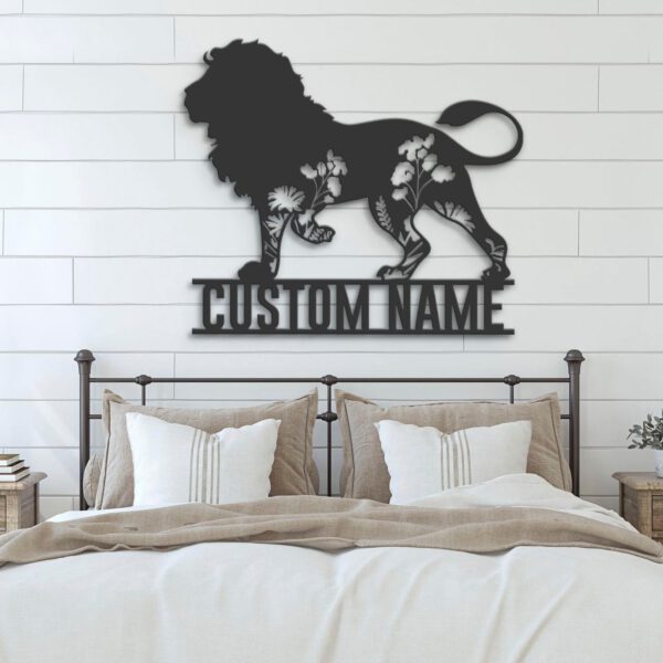 Custom-WildFlower-Lion-Metal-Wall-Art-LED-Light-1