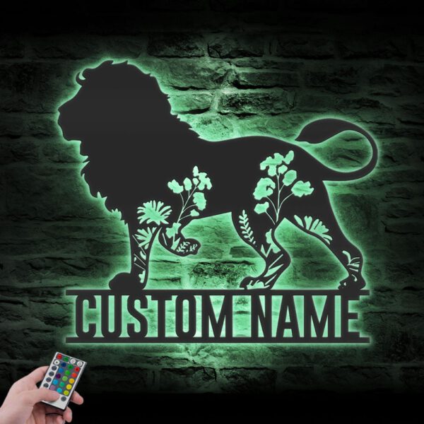 Custom-WildFlower-Lion-Metal-Wall-Art-LED-Light-3-1