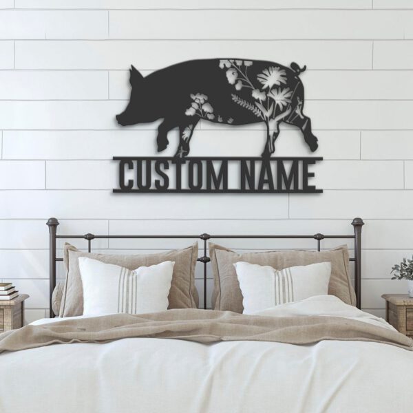 Custom-WildFlower-Pig-Metal-Wall-Art-LED-Light-3