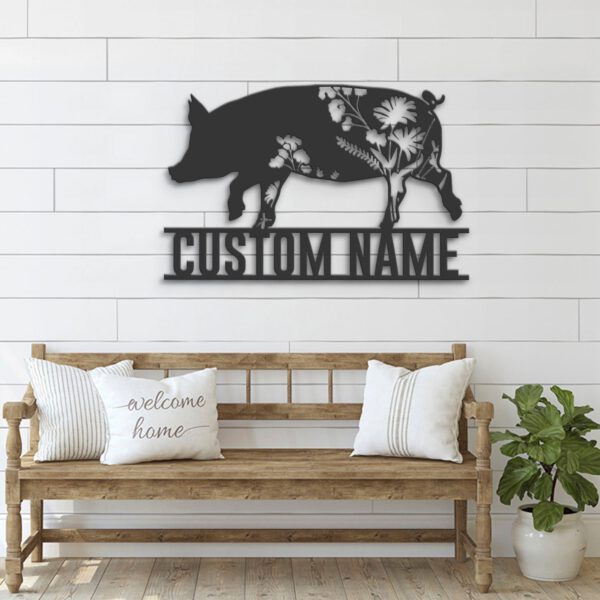 Custom-WildFlower-Pig-Metal-Wall-Art-LED-Light-4-1