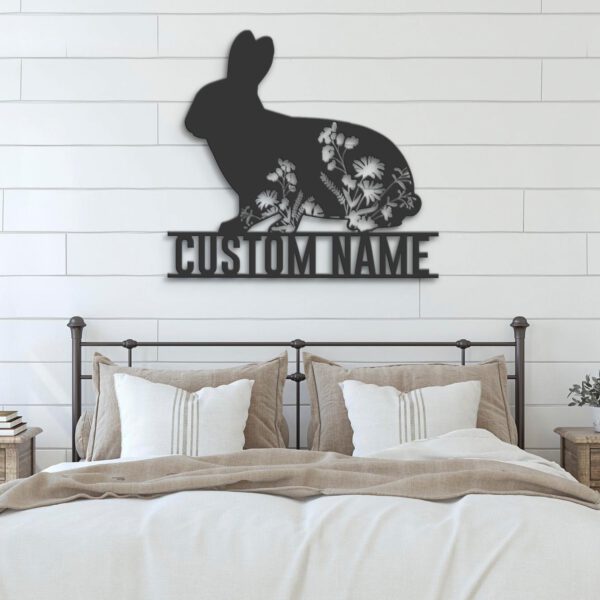 Custom-WildFlower-Rabbit-Metal-Wall-Art-LED-Light-3