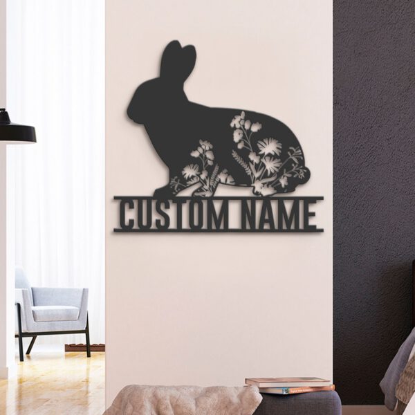 Custom-WildFlower-Rabbit-Metal-Wall-Art-LED-Light-8