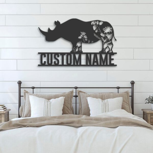 Custom-WildFlower-Rhino-Metal-Wall-Art-LED-Light-6