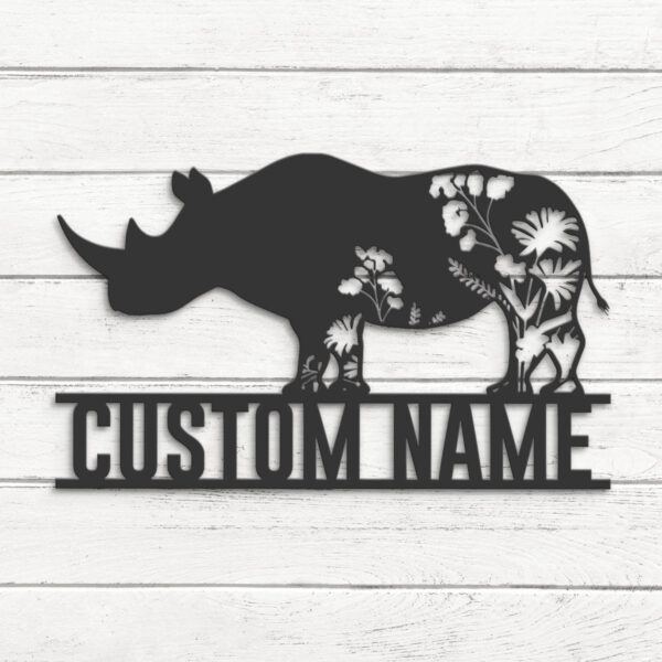 Custom-WildFlower-Rhino-Metal-Wall-Art-LED-Light-8