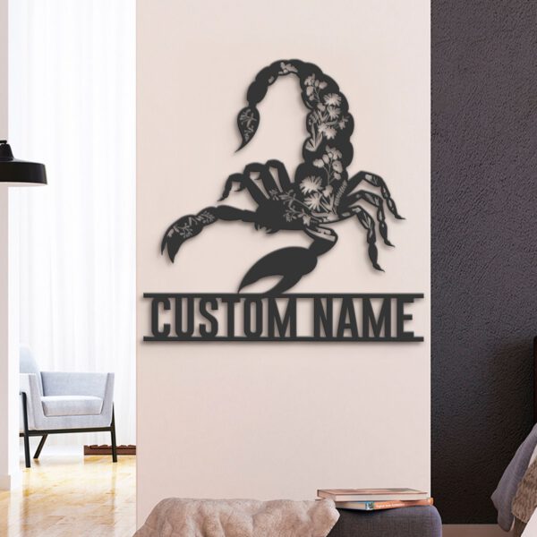 Custom-WildFlower-Scorpion-Metal-Wall-Art-LED-Light-2