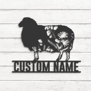 Custom-WildFlower-Sheep-Metal-Wall-Art-LED-Light-3