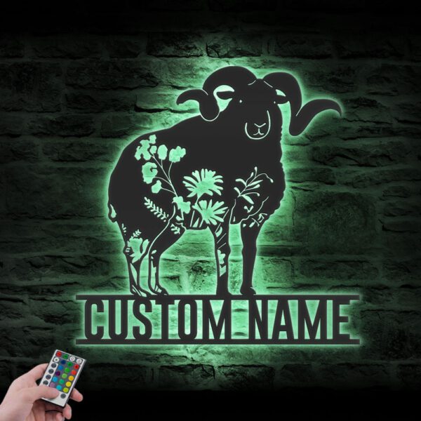 Custom-WildFlower-Sheep-Metal-Wall-Art-LED-Light-5-1