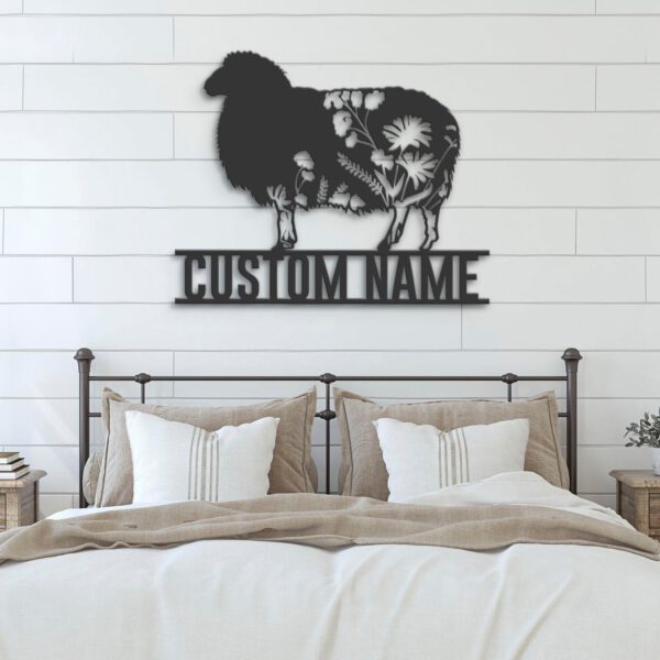 Custom-WildFlower-Sheep-Metal-Wall-Art-LED-Light-6