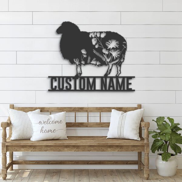 Custom-WildFlower-Sheep-Metal-Wall-Art-LED-Light