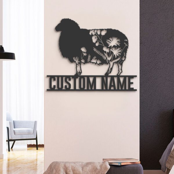 Custom-WildFlower-Sheep-Metal-Wall-Art-LED-Light-8