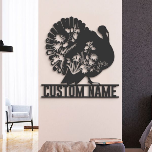 Custom-WildFlower-Turkey-Metal-Wall-Art-LED-Light-4-1