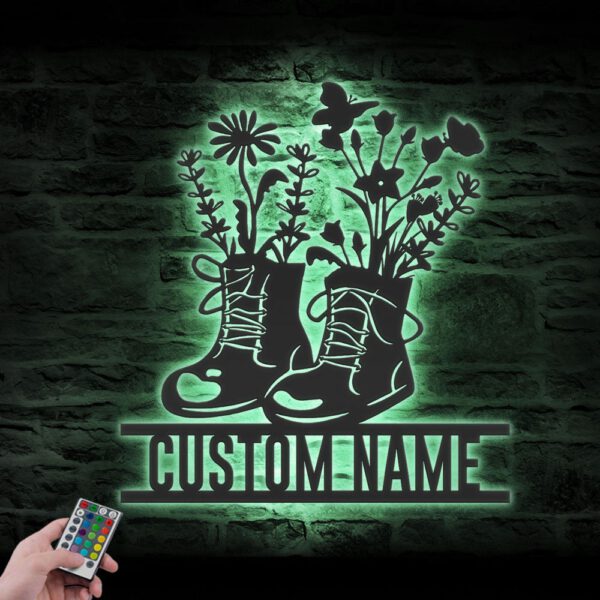 Custom-Wildflower-Boots-Metal-Wall-Art-LED-Light-2