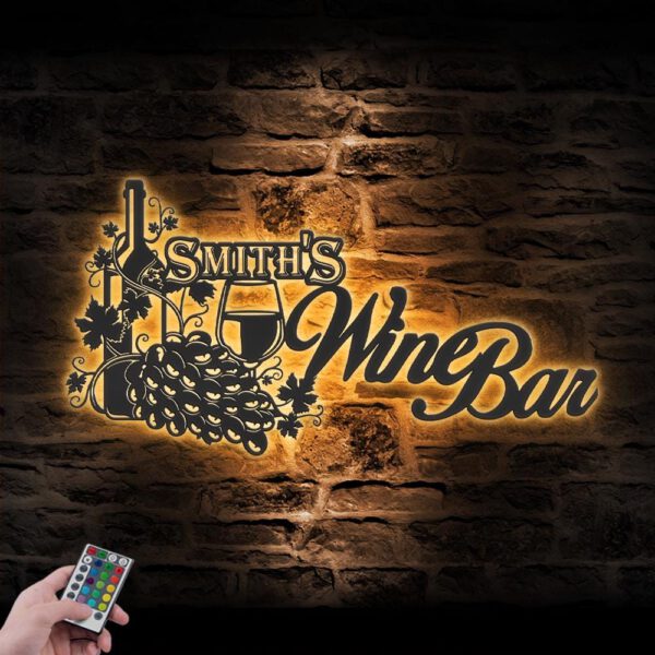 Custom-Wine-Bar-Pub-Metal-Wall-Art-LED-Light-2