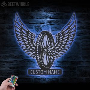 Custom-Winged-Wheel-Motocross-Biker-Metal-Wall-Art-LED-Light-2