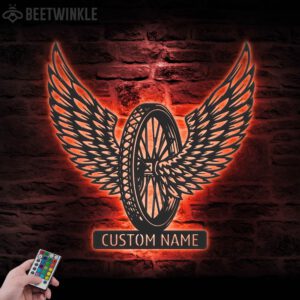 Custom-Winged-Wheel-Motocross-Biker-Metal-Wall-Art-LED-Light-3