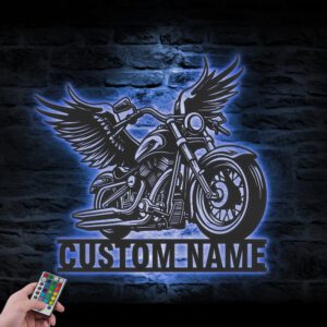 Custom-Wings-Motocross-Metal-Wall-Art-LED-Light-3