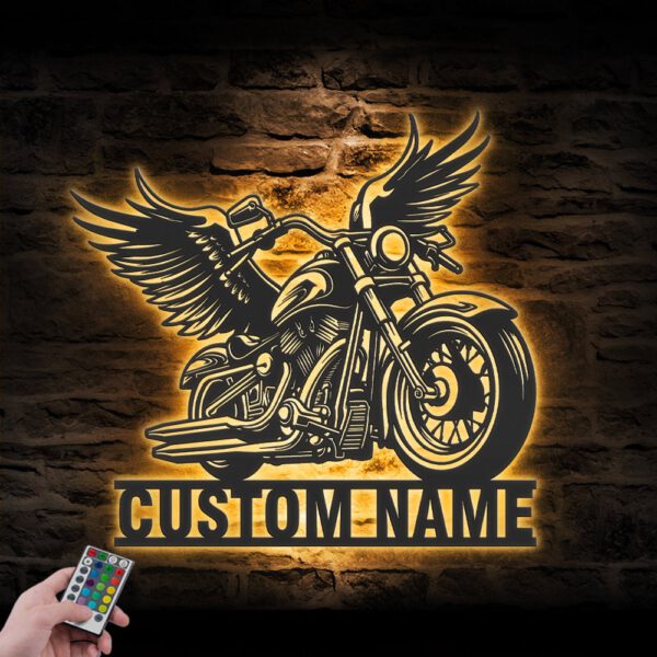 Custom-Wings-Motocross-Metal-Wall-Art-LED-Light-4