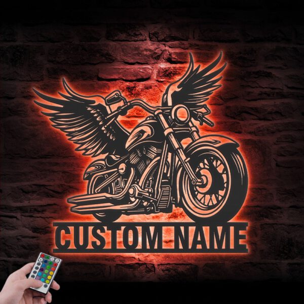 Custom-Wings-Motocross-Metal-Wall-Art-LED-Light-5