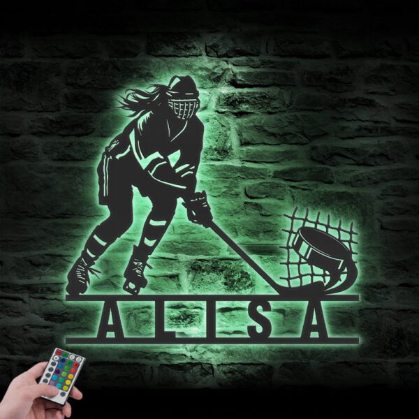 Custom-Woman-Ice-Hockey-Player-Metal-Wall-Art-LED-Light-7