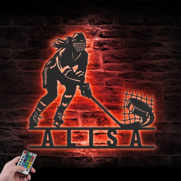 Custom-Woman-Ice-Hockey-Player-Metal-Wall-Art-LED-Light-8