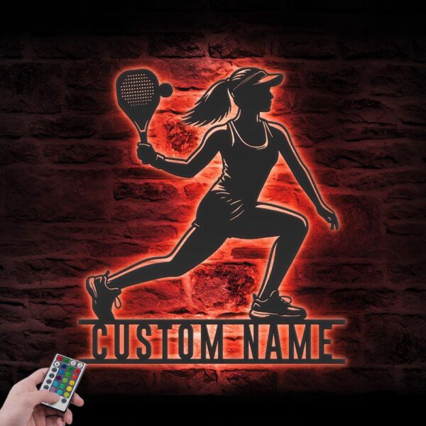 Custom-Woman-Pickleball-Metal-Wall-Art-LED-Light-5