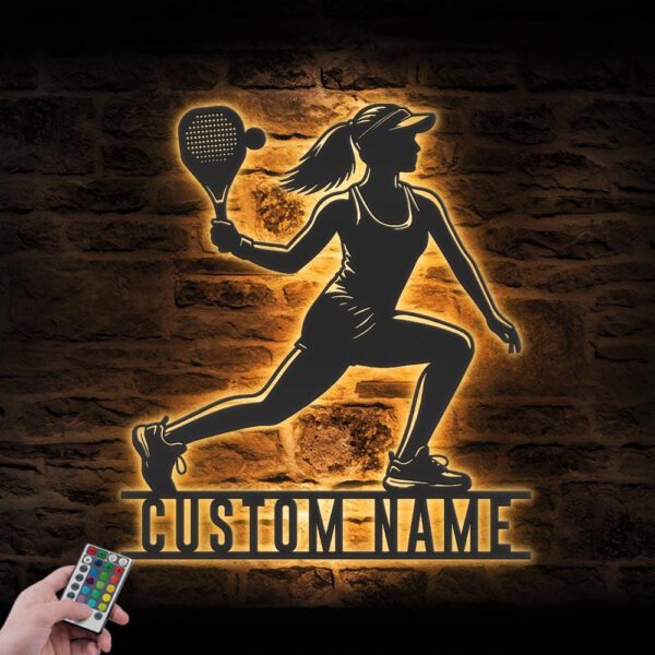 Custom-Woman-Pickleball-Metal-Wall-Art-LED-Light-7