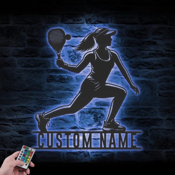 Custom-Woman-Pickleball-Metal-Wall-Art-LED-Light-8