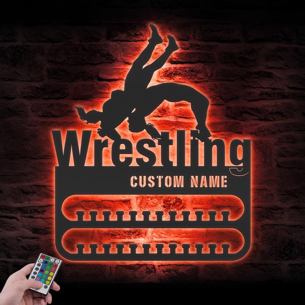 Custom-Woman-Wrestling-Medal-Hanger-With-Led-Light_2