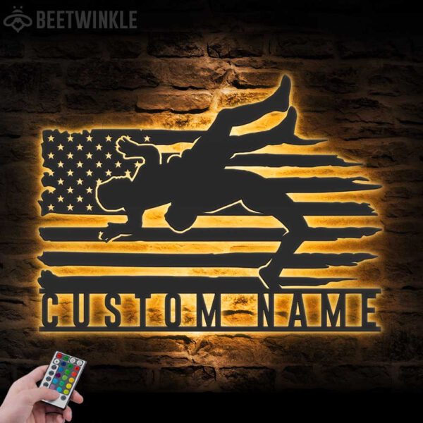 Custom-Wrestling-US-Flag-Metal-Wall-Art-LED-Light-8-2