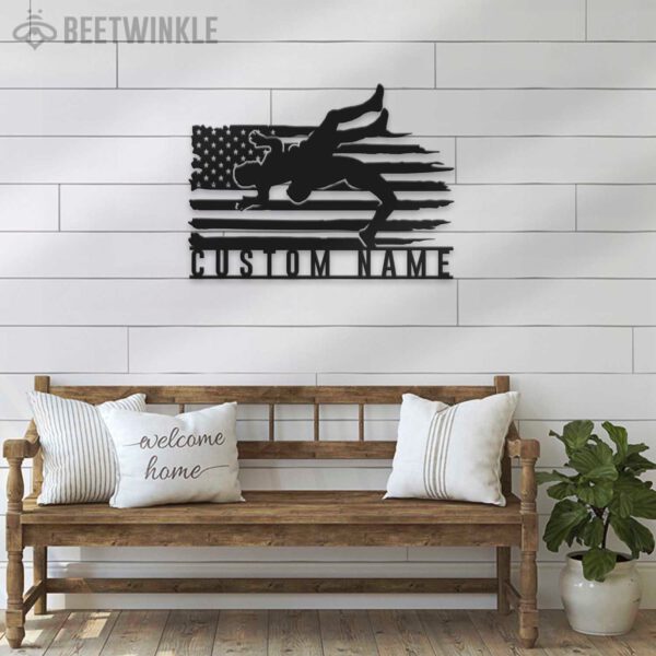 Custom-Wrestling-US-Flag-Metal-Wall-Art-LED-Light-9