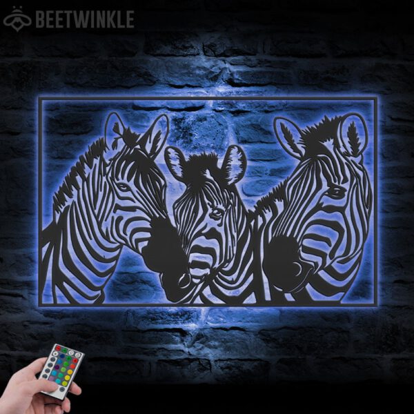 Custom-Zebra-Horse-Metal-Wall-Art-LED-Light-1