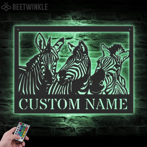 Custom-Zebra-Horse-Metal-Wall-Art-LED-Light-6