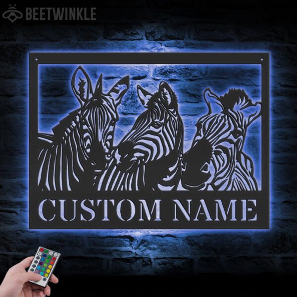 Custom-Zebra-Horse-Metal-Wall-Art-LED-Light