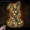 Cute-Floral-Rabbit-Metal-Wall-Art-LED-Light-3