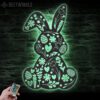 Cute-Floral-Rabbit-Metal-Wall-Art-LED-Light-4