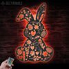 Cute-Floral-Rabbit-Metal-Wall-Art-LED-Light-5