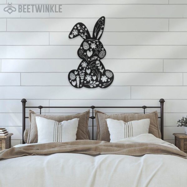 Cute-Floral-Rabbit-Metal-Wall-Art-LED-Light-6