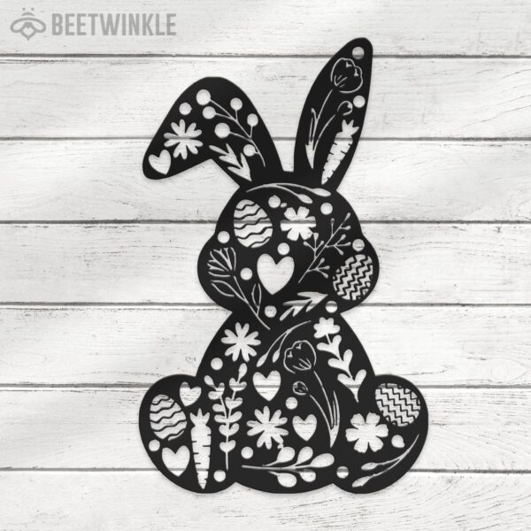 Cute-Floral-Rabbit-Metal-Wall-Art-LED-Light-7