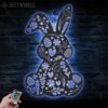 Cute-Floral-Rabbit-Metal-Wall-Art-LED-Light-8